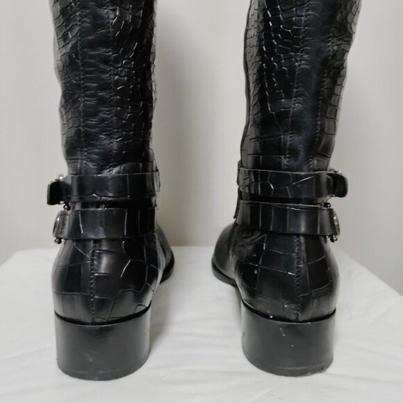 Napoleoni Leather Pull On Knee Length Equestrian Riding Boots Black Women's 8.5 - Picture 10 of 15